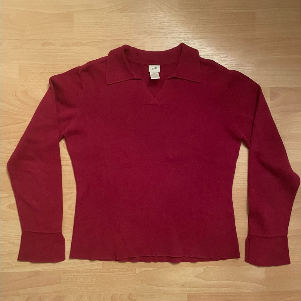 Burgundy Collared Sweater 100% Cotton